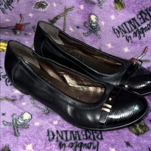 AGL Black Leather Flats with Patent Toe Size 41